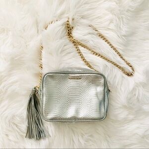 Victoria Secret Silver Tassel Gold Chain Crossbody